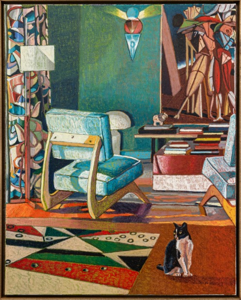 JJ Manford. Almodóvar Interior #1 with Cat (The Human Voice), 2024